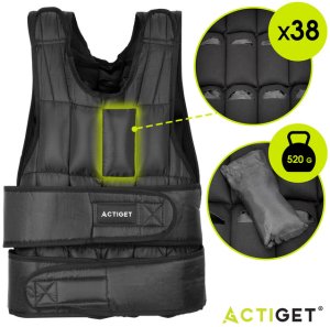 Kamizelka treningowa z obciążeniem 20 kg do ćwiczeń siłowych, biegania, regulowana czarna UNIWERSALNY 6