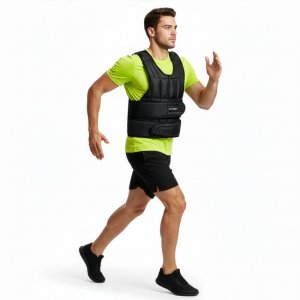 Kamizelka treningowa z obciążeniem 20 kg do ćwiczeń siłowych, biegania, regulowana czarna UNIWERSALNY 9
