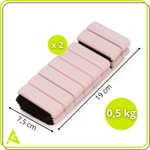 Obciążenia na ręce i nogi 2x0,5 kg do treningu fitness i cardio, jasnoróżowe UNIWERSALNY 11