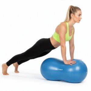 Piłka gimnastyczna fasolka 85 cm z pompką rehabilitacyjna orzeszek do ćwiczeń niebieska UNIWERSALNY 3