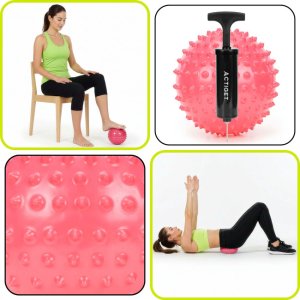 Piłka z kolcami do rehabilitacji 20 cm sensoryczna do masażu jeżyk z wypustkami różowa UNIWERSALNY 11