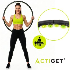 Hula hop z wypustkami masującymi 88 cm obręcz fitness, składana, czarno-zielone UNIWERSALNY 15