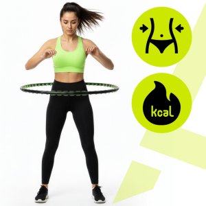 Hula hop z wypustkami masującymi 88 cm obręcz fitness, składana, czarno-zielone UNIWERSALNY 17