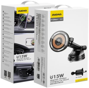 Dudao Uchwyt samochodowy do smartfona z ładowarką bezprzewodową Magsafe 15W - czarny Uchwyt samochodowy do smartfona z ładowarką bezprzewodową Magsafe 15W - czarny 3
