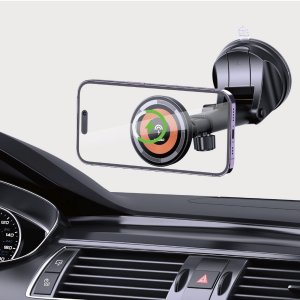 Dudao Uchwyt samochodowy do smartfona z ładowarką bezprzewodową Magsafe 15W - czarny Uchwyt samochodowy do smartfona z ładowarką bezprzewodową Magsafe 15W - czarny 10