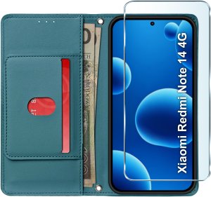 krainaGSM ETUI z klapką do Xiaomi Redmi Note 14 4G Zamykane Magnetyczne + SZKŁO 9H 4
