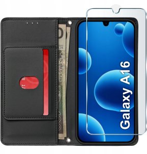 krainaGSM ETUI z klapką do Samsung A16 4G | A16 5G Zamykane Magnetyczne + SZKŁO 9H 4