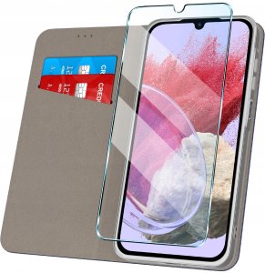 krainaGSM Etui z klapką do Samsung M34 5G Zamykane Granatowe Futerał + Szkło 9H 2