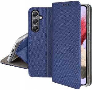 krainaGSM Etui z klapką do Samsung M34 5G Zamykane Granatowe Futerał + Szkło 9H 5
