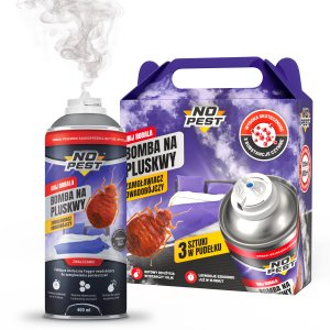 NO PEST Bomba Fogger Środek Oprysk Preparat na Pluskwy Domowe Karaluchy Pająki Rybiki Pchły Zamgławiacz Owadobójczy 400ml (3 szt) 3