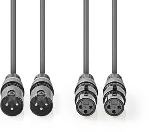 Kabelis Nedis 2x XLR M - 2x XLR F 5m 5412810295708 2