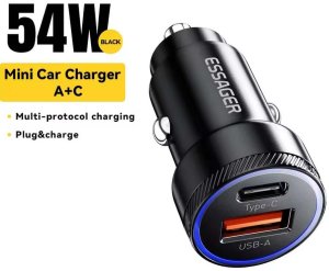 Ładowarka oryginalna samochodowa ESSAGER 54W USB A i USB C 2