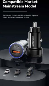 Ładowarka oryginalna samochodowa ESSAGER 54W USB A i USB C 6