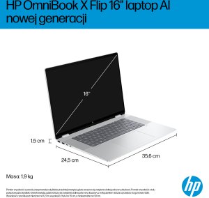 Laptop HP HP OmniBook X Flip Next Gen AI 16-as0021nw Copilot+ PC Intel Core Ultra 5 226V Hybryda (2w1) 40,6 cm (16") Ekran dotykowy 2K 16 GB LPDDR5x-SDRAM 1 TB SSD Wi-Fi 7 (802.11be) Windows 11 Home Srebrny 3