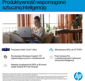 Laptop HP HP OmniBook X Flip Next Gen AI 16-as0021nw Copilot+ PC Intel Core Ultra 5 226V Hybryda (2w1) 40,6 cm (16") Ekran dotykowy 2K 16 GB LPDDR5x-SDRAM 1 TB SSD Wi-Fi 7 (802.11be) Windows 11 Home Srebrny 5