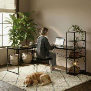 Biurko ModernHome Czarne 145 cm x 145 cm 2