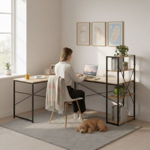 Biurko ModernHome Jasnobrązowe 145 cm x 145 cm 2