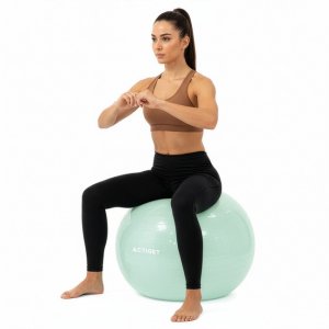 Piłka 65 cm do ćwiczeń pilates, rehabilitacyjnych, stretchingu z pompką, miętowa UNIWERSALNY 12