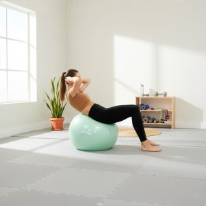 Piłka 65 cm do ćwiczeń pilates, rehabilitacyjnych, stretchingu z pompką, miętowa UNIWERSALNY 15