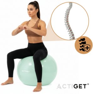 Piłka 65 cm do ćwiczeń pilates, rehabilitacyjnych, stretchingu z pompką, miętowa UNIWERSALNY 3