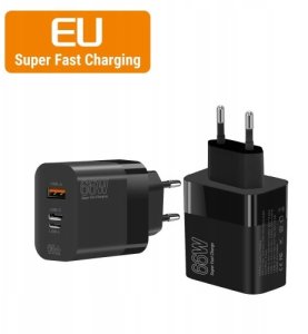 66W super fast charger 1x USB port / x2 USB-C un USB-L RF-66W (4752219010030) 3