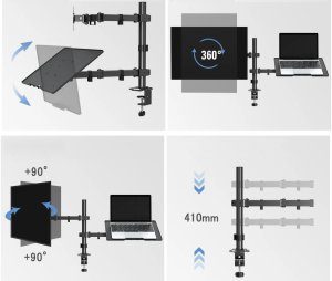 Triadyn Uchwyt Biurkowy DuoMount na Monitor i Laptopa Regulowany Obrotowy TRD-BLK-2ST-13"-32" 4