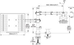Triadyn Uchwyt Biurkowy DuoMount na Monitor i Laptopa Regulowany Obrotowy TRD-BLK-2ST-13"-32" 5