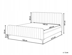 Łóżko Welur LUNAN 160 x 200 cm Jasnobeżowy 3