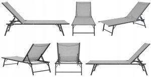Składany leżak ogrodowy 5-pozycyjny Sanya jasny szary 2