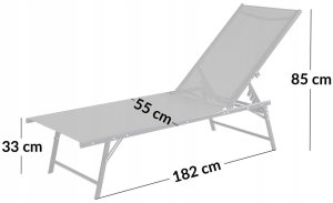 Składany leżak ogrodowy 5-pozycyjny Sanya jasny szary 3