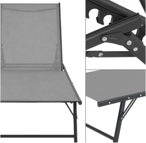 Składany leżak ogrodowy 5-pozycyjny Sanya jasny szary 4