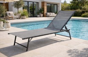 Składany leżak ogrodowy 5-pozycyjny Sanya jasny szary 5