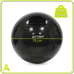 Piłka 75 cm do ćwiczeń pilates, rehabilitacyjnych, stretchingu z pompką, czarna UNIWERSALNY 16