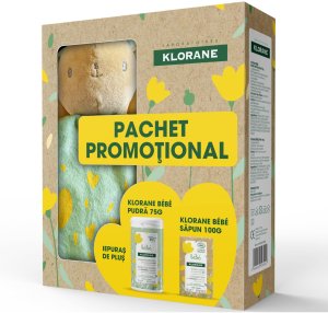 Set Klorane: Baby, Protective, Body Powder, 75 g + Baby, Vegan, Soothes, Soap Bar, For Hair & Body, 100 g + Bunny, Collectible Plush Toy For Children 2