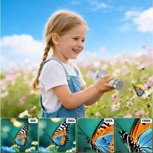 KIESZONKOWY MIKROSKOP CYFROWY ZESTAW APARAT KAMERA LED POWIĘKSZENIE 1000x 5