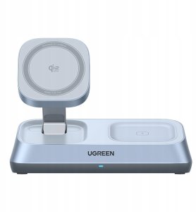 Ładowarka Ugreen UGREEN W711 MagFlow 3-in-1 magnetyczna bezprzewodowa stacja ładująca Qi2 25W dla iPhone, AirPods i Watch srebrny 2