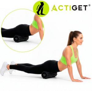 Roller do masażu z wypustkami, wałek piankowy, masażer średnio twardy, czarny UNIWERSALNY 16