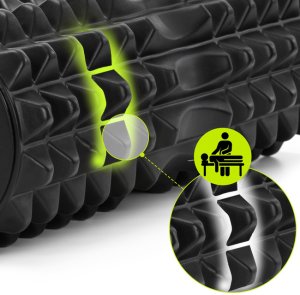 Roller do masażu z wypustkami, wałek piankowy, masażer średnio twardy, czarny UNIWERSALNY 18