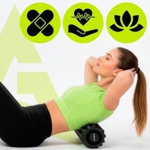 Roller do masażu z wypustkami, wałek piankowy, masażer średnio twardy, czarny UNIWERSALNY 7