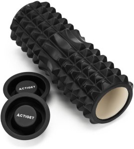 Roller do masażu z wypustkami, wałek piankowy, masażer średnio twardy, czarny UNIWERSALNY 10