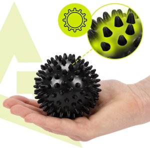 Piłka z kolcami do rehabilitacji 7,5 cm sensoryczna do masażu jeżyk z wypustkami czarna UNIWERSALNY 5