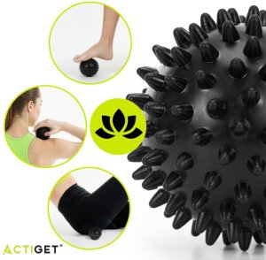 Piłka z kolcami do rehabilitacji 7,5 cm sensoryczna do masażu jeżyk z wypustkami czarna UNIWERSALNY 8