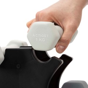 Hantle na stojaku zestaw 6 szt. obciążenia 1 kg, 2 kg, 3 kg do fitnessu, treningu domowego UNIWERSALNY 18