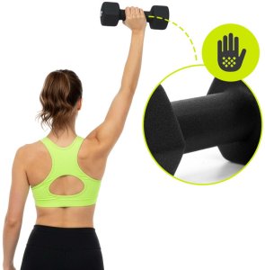 Hantle na stojaku zestaw 6 szt. obciążenia 1 kg, 2 kg, 3 kg do fitnessu, treningu domowego UNIWERSALNY 2