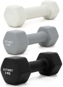 Hantle na stojaku zestaw 6 szt. obciążenia 1 kg, 2 kg, 3 kg do fitnessu, treningu domowego UNIWERSALNY 10