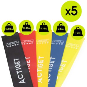 Gumy oporowe do ćwiczeń zestaw 5 szt. taśmy fitness rehabilitacyjne opór 1-20 kg UNIWERSALNY 7