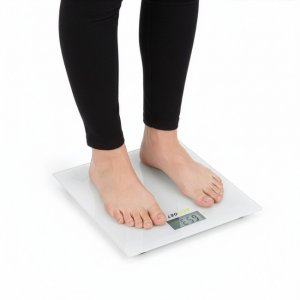 Waga łazienkowa, elektroniczna 150 kg szkło hartowane, biała UNIWERSALNY 12