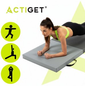 Mata treningowa, materac składany do ćwiczeń 180x60x5,5 cm gimnastyczny, czarno-szary UNIWERSALNY 16