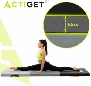 Mata treningowa, materac składany do ćwiczeń 180x60x5,5 cm gimnastyczny, czarno-szary UNIWERSALNY 17