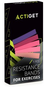 Gumy oporowe do ćwiczeń zestaw 5 szt. taśmy fitness do rehabilitacji opór 1-20 kg UNIWERSALNY 2